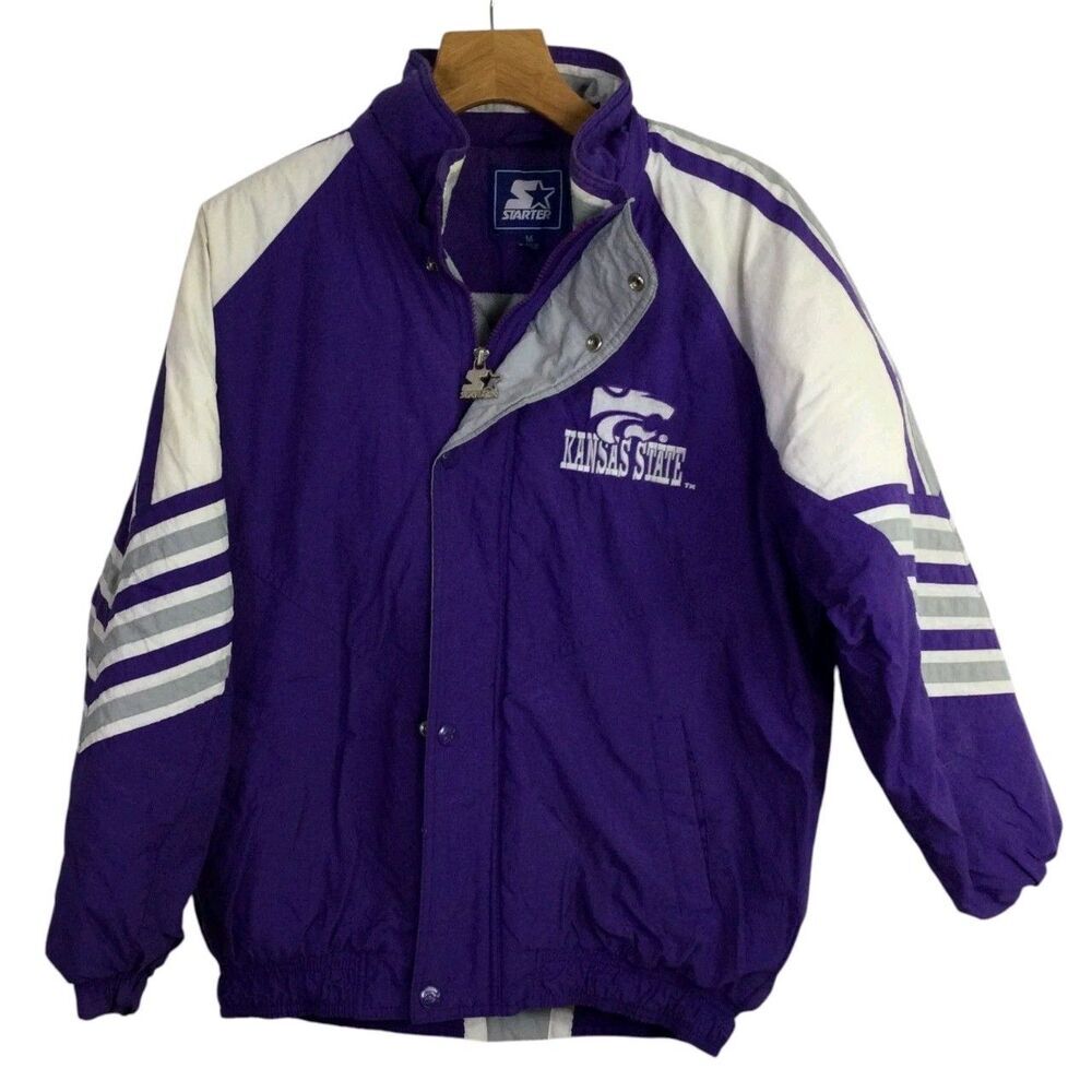 Starter Mens Kansas State Wildcats KSU Coat 90's Full Zip Vintage Purple Size M
